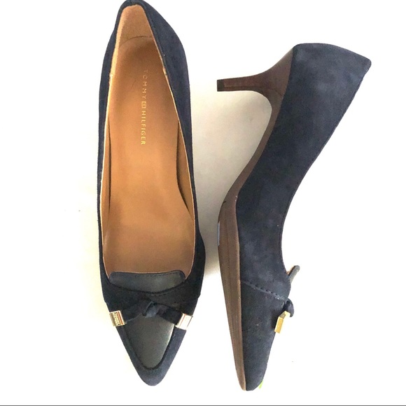 Tommy Hilfiger Navy Suede Kitten Heel - 6 1/2 - Picture 2 of 7